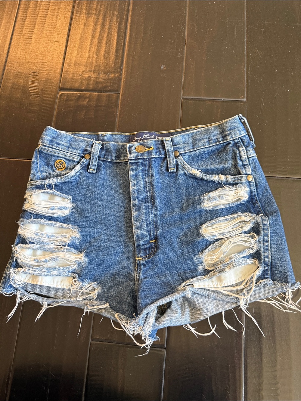 Wrangler cowboy cut collection Ripped Denim Jean Shorts - Blue